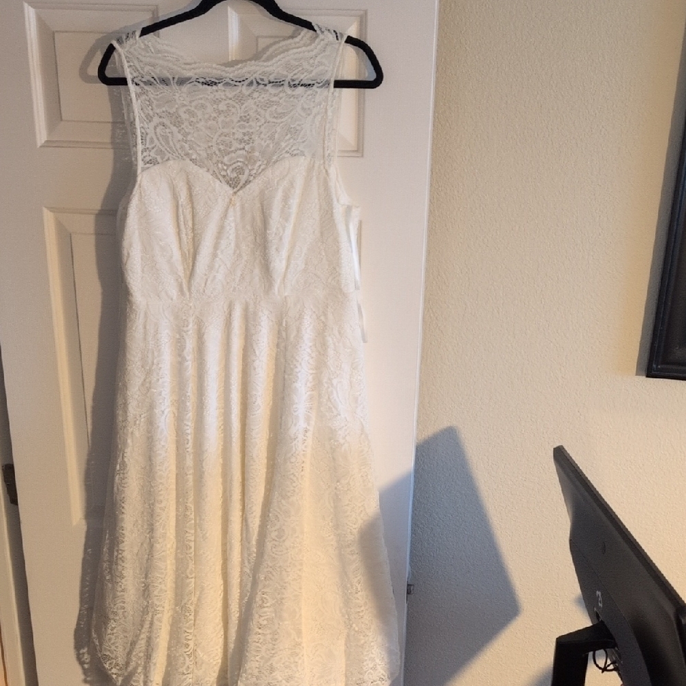 torrid Ivory Lace A-Line Wedding Dress with Sheer Yoke